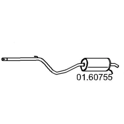 Afbeelding van MTS 01.60755 Einddemper 1950mm VOLKSWAGEN: Fox Hatchback (5Z1, 5Z3, 5Z4) 1.2 2005 2011