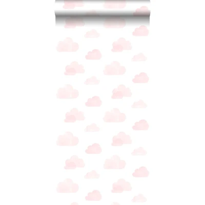 Afbeelding van Leen Bakker ESTAhome Behang Wolkjes Licht Roze En Wit 53cm X 10,05 M Vlies
