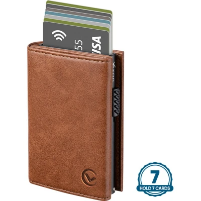 Afbeelding van Wallet Pro Premium Classic Pasjeshouder Bruin Kaarthouder Met Rits 10 Pasjes, Briefgeld en Muntgeld RFID Creditcardhouder Mannen Vrouwen Portemonnee Uitschuifbaar