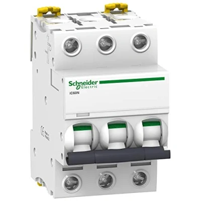 Afbeelding van Schneider electric ic60n installatieautomaat 3 polig 6ka 50ka d karakteristiek 2a 6 modulen a9f75302