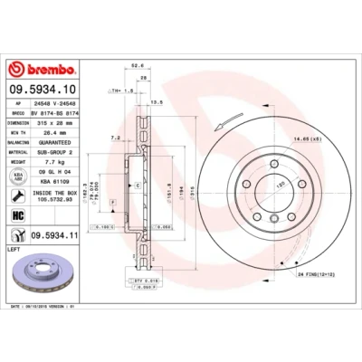 Afbeelding van Brembo Remschijf 09.5934.11