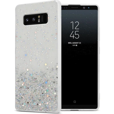 Afbeelding van Cadorabo Hoesje geschikt voor Samsung Galaxy NOTE 8 in Transparant met Glitter Beschermhoes van flexibel TPU silicone fonkelende glitters Case Cover Etui