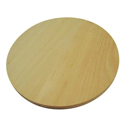 Afbeelding van ronde houten snijplank snijden pizza hout dubbelzijdig 45cm