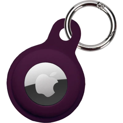 Afbeelding van Hoesje Geschikt voor Apple AirTag Sleutelhanger Houder Siliconen Aubergine