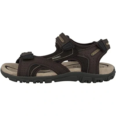Afbeelding van Geox Strada Outdoorsandalen, Heren, Maat: 42, Brown/sand Leer en textiel