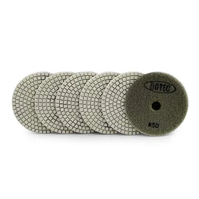 Afbeelding van BGTEC 100 mm natte diamant polijstpads set 6 stuks korrel 50 pads bouwpakket voor graniet marmer steen kwarts tegels beton