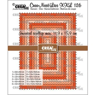 Afbeelding van Crealies Crea nest dies XXL Rechthoeken omgekeerde scallop CLNestXXL126 11,9x15,9cm (12 21)
