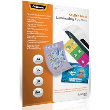 Afbeelding van Fellowes lamineerhoes Admire Stylish Matt ft A4, 160 micron (2 x 80 micron), pak van 25 stuks