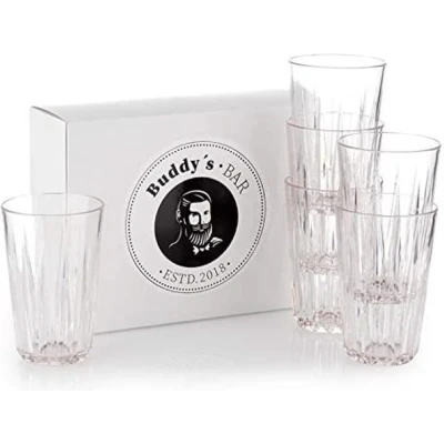 Afbeelding van 6 delige set, hoogwaardige 0,3 liter Tritan kunststof drinkbekers, BPA vrij, kristalglas look, onbreekbare herbruikbare bekers, vaatwasmachinebestendig