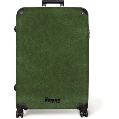 Afbeelding van NoBoringSuitcases.com® Koffer groot Reiskoffer lichtgewicht Lederen look bos groen Rolkoffer met 4 wielen Grote trolley XL 98 liter bagage