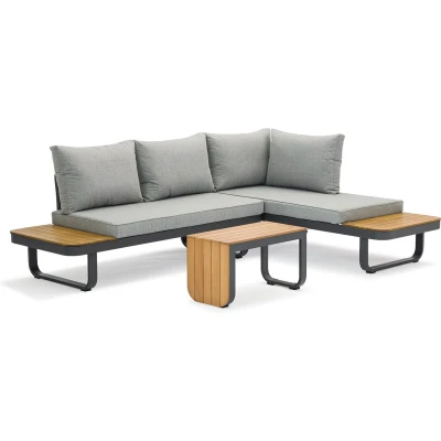 Afbeelding van Loungeset Grijs Multifunctioneel Aluminium &amp; Acaciahout 175x78x70 cm Samos SenS Line