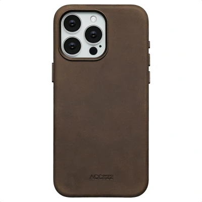 Afbeelding van Accezz Hoesje geschikt voor iPhone 15 Pro Max Vintage Leather MagSafe Backcover Rustic Brown
