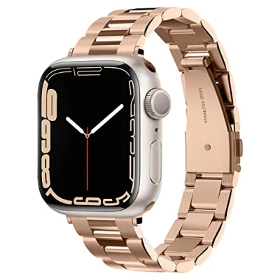 Afbeelding van Apple Watch bandje Staal Rosé Goud Geschikt voor 38/40/41 mm