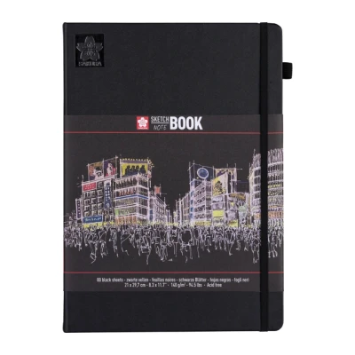 Afbeelding van Schets notitieboek Sakura A4 140gr 80vel zwart