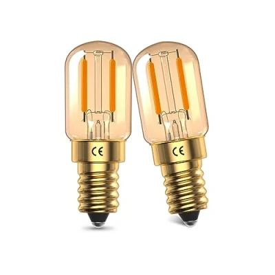 Afbeelding van DoRight Vintage E14 LED Lampen, Mini 1W Lamp Amber Glas, Warm Wit 2200K, SES Filament Retro Bulb, 10W 15W Equivalent, 95 Lumen, Niet Dimbaar, 2 Pieces