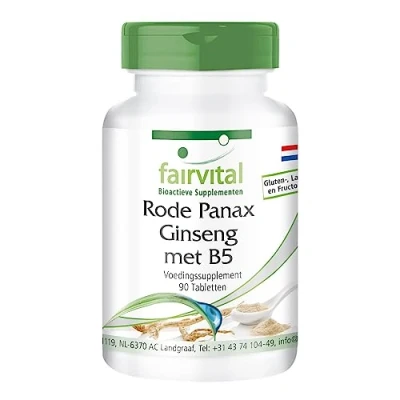Afbeelding van Fairvital Rode Panax Ginseng extract met B5 HOOG GEDOSEERD VEGAN 90 tabletten