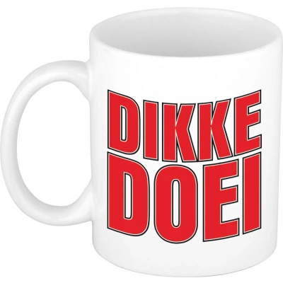 Afbeelding van Bellatio Decorations Afscheid cadeau mok collega dikke doei rood 300 ml keramiek feest mokken