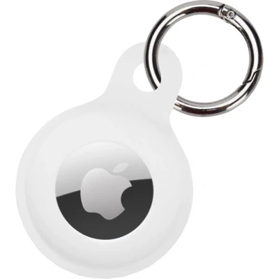 Afbeelding van Hoesje Geschikt voor Apple AirTag Sleutelhanger Houder Siliconen Wit