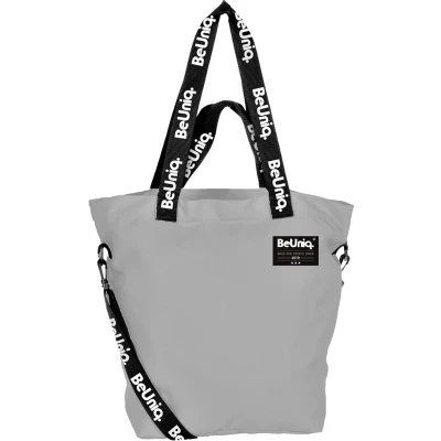 Afbeelding van BeUniq schoudertas 49x41x19 cm grijs shopper strandtas