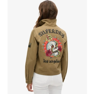 Afbeelding van Superdry Embellished Military Lichte jas, Dames, Maat: 36, Khaki