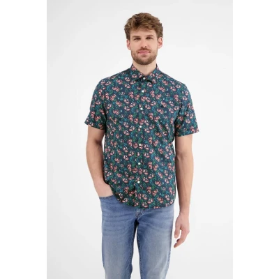 Afbeelding van LERROS Overhemd Bloemenprint Blauw/dessin XL
