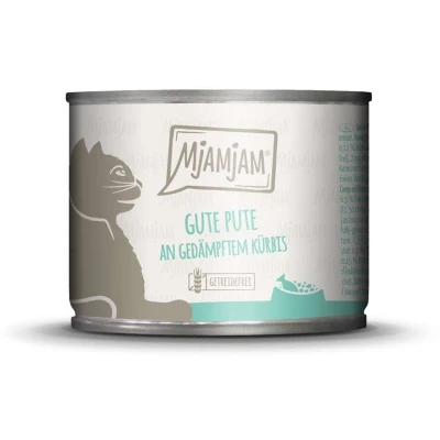 Afbeelding van 6x200g MjAMjAM goede kalkoen op gestoomde pompoen kattenvoer nat