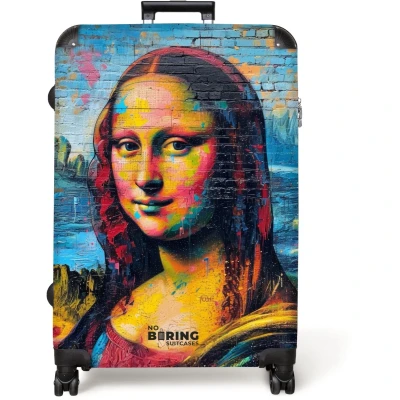 Afbeelding van NoBoringSuitcases.com® Koffer groot Reiskoffer lichtgewicht Kleurrijke Mona Lisa in graffiti stijl Rolkoffer met 4 wielen Grote trolley XL 98 liter bagage