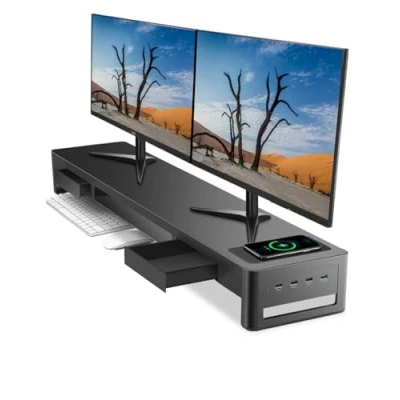 Afbeelding van Meatanty Monitorstandaard, 3 in 1 dual monitorstandaard met 2 laden