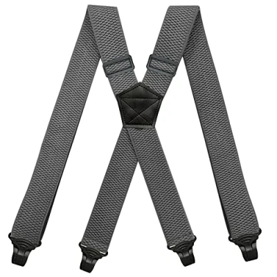 Afbeelding van YYKSYDPT Bretels voor Mannen met Zeer Sterke 4 Plastic Clips 38 MM Brede Duty X Stijl Verstelbare Brace Bretels, Donkergrijs, One Size