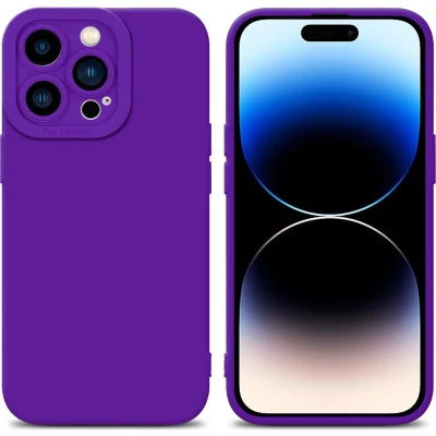 Afbeelding van Cadorabo Hoesje geschikt voor Apple iPhone 14 PRO MAX in FLUID DONKER PAARS Beschermhoes TPU silicone Cover Case