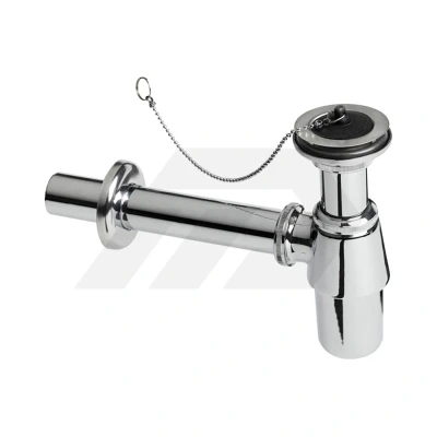Afbeelding van Bonfix Verchroomde Plugbekersifon Met Muurbuis En Rozet 1 1/4&quot;