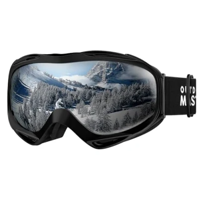 Afbeelding van OutdoorMaster OTG skibril voor heren, dames en jongeren, 100% UV bescherming (zwart frame + VLT 10% grijze lens)