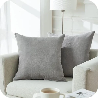 Afbeelding van Topfinel Kussenslopen van 60 x cm, zachte, vierkante, effen, decoratieve kussenslopen, chenille set 2 stuks, voor slaapbank, slaapkamer, woonkamer met onzichtbare ritssluiting