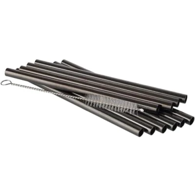 Afbeelding van APS 93392 Rietjes, zwart, roestvrij staal 18/8, 0,8 cm x 15 cm, 11 stuks
