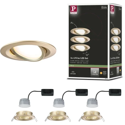 Afbeelding van Paulmann 92406 Nova Coin LED inbouwlamp Set van 3 stuks 6 W Goud (mat)