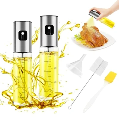 Afbeelding van JOPHEK Oliesproeier, 2 stuks 100 ml spuitfles, oliesproeier voor spijsolie, heteluchtfriteuse, oliesprayer salades, grillen, bakken