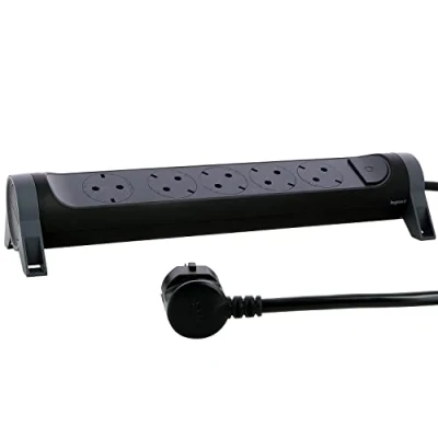 Afbeelding van Legrand, Stekkerdoos, Roterende stekkerdoos 5x stopcontact, 1,5m kabel Zwart 694532 (5 x, CEE 16/5, 7/3, 1.50 m)