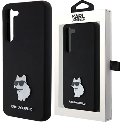 Afbeelding van CG Mobile Karl Lagerfeld KLHCS23MSMHCNPK Hoes voor S23+ S916 Zwart Hardcase Silicone Choupette Metalen Pin