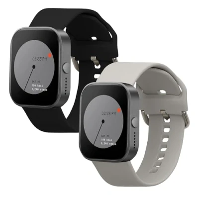 Afbeelding van kwmobile 2x horlogebandjes geschikt voor CMF by Nothing Watch Pro (D395) bandje Smartwatch bandjes van TPU Activity tracker horloge band in zwart / grijs