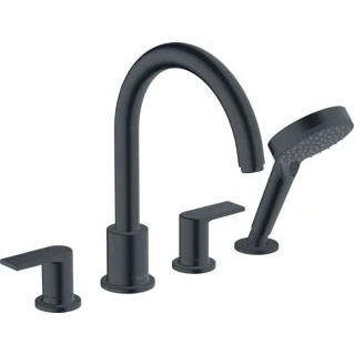 Afbeelding van hansgrohe vernis 4 gats badrand mengkraan mat zwart 71459670