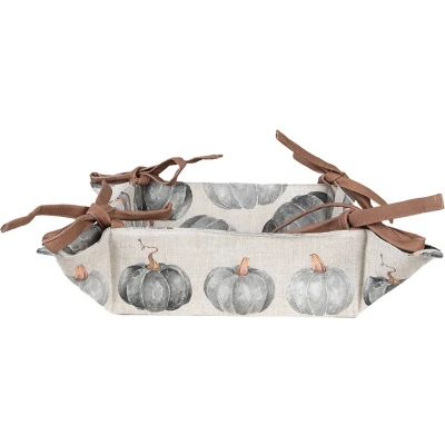 Afbeelding van Clayre &amp; Eef Broodmand 35x35x8 cm Grijs Katoen Vierkant Pompoen