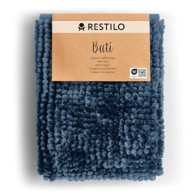 Afbeelding van RESTILO Badmat 60 x 90 cm Extra Zacht en Waterabsorberend Badkamertapijt Antislip Badkleed Donker Blauw Bati