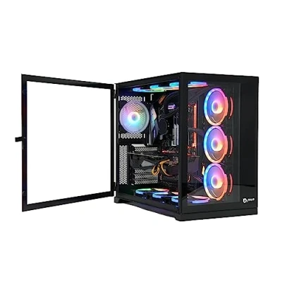 Afbeelding van Talius Zeus/Cronos Gaming behuizing, zwart, kijkvenster van gehard glas voor en zijdeur, modulaire structuur met twee camera&#039;s, USB 3.0