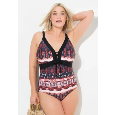 Afbeelding van Ulla Popken Alpine Pattern Badpak, Dames, Maat: 42, Navy