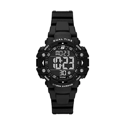 Afbeelding van Skechers Horloge voor dames, Digitaal uurwerk met siliconen, polyurethaan, lederen of roestvrij stalen band,Zwart en wit,38MM