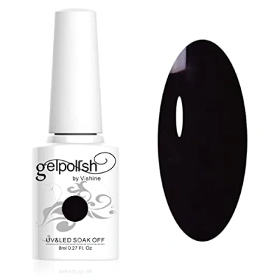 Afbeelding van Vishine Nagellak, semi permanent, soak off, UV, LED, gel, manicure, zwart (687)