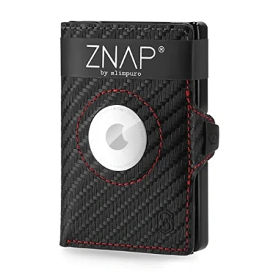 Afbeelding van Airtag Wallet Portemonnee, Portefeuille, Geldclip, Kaartenhouder 8 Kaarten, Carbon Racing