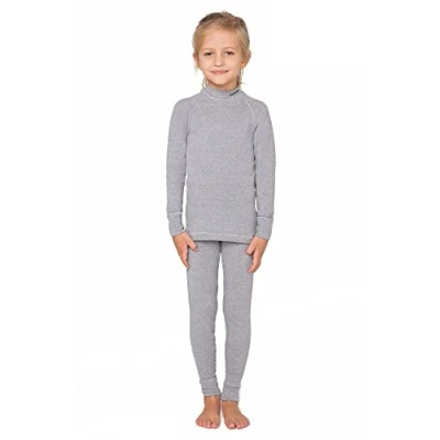 Afbeelding van Thermische Ondergoed set Kinderen Hemd met Lange Mouwen en Broek Kinderondergoed Antibacterieel voor Jongens Meisjes Functioneel Warm (152 158 cm, Grijs)