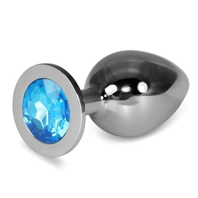 Afbeelding van LOVETOY Metal Butt Plug Rosebud Classic With Blue Jewel Size L
