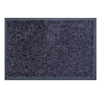 Afbeelding van Hoogwaardige stofmat deurmat binnen wasbaar op 30 C antislip loper schoenenrek gang keuken blauwgrijs 60x90 cm
